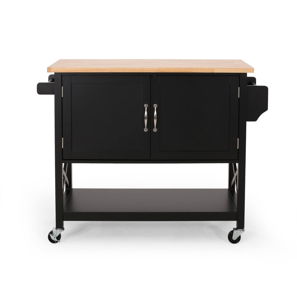 Gray Farmhouse Kitchen Cart with Wheels M223212