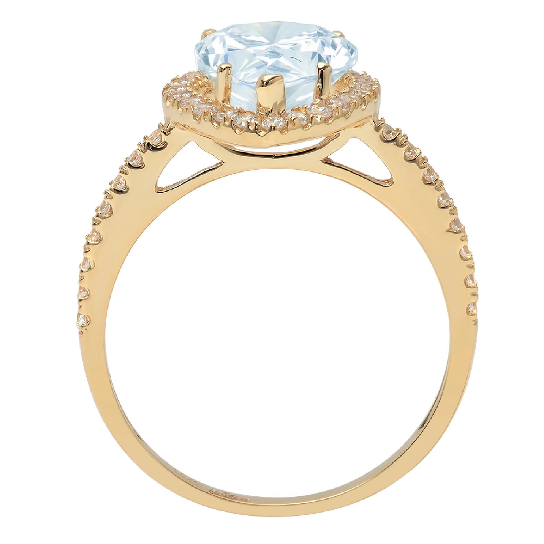 2.38ct Pear Cut Blue Swiss Blue Topaz 18k Yellow Gold Halo Ring Size 3.5 F567176