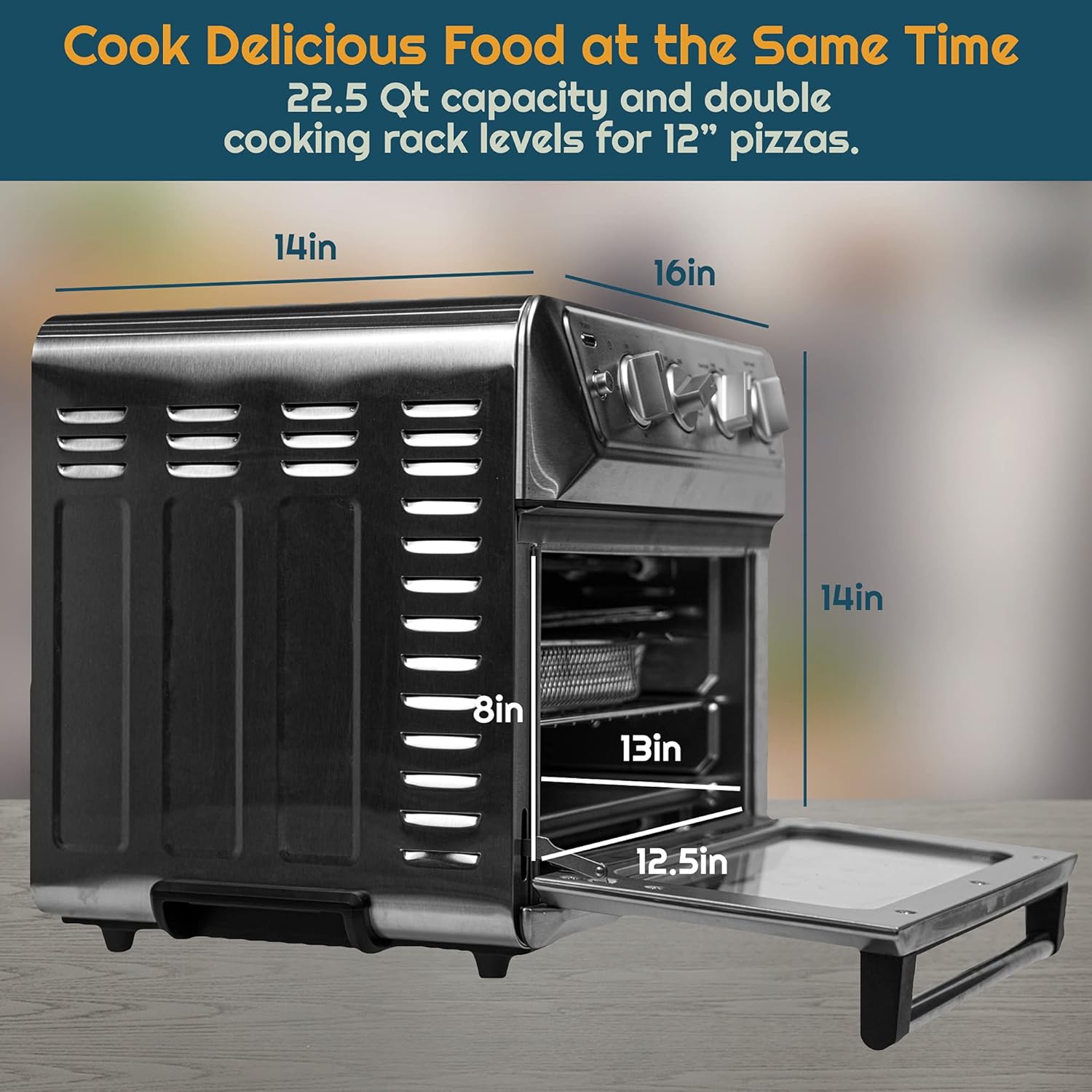 7-in-1 Toaster Oven Air Fryer Combo with Stainless Steel Accessories L139