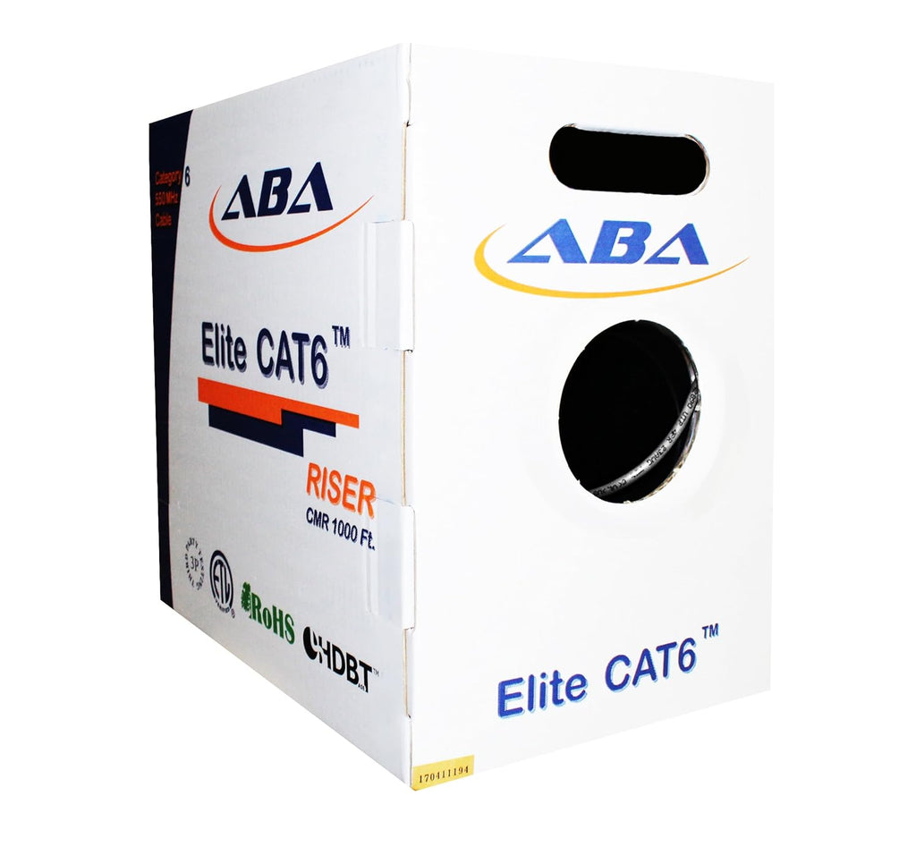 Cat6 Riser Ethernet Cable 1000ft White Unshielded Twisted Pair 23AWG Solid Bare Copper Bulk W47284