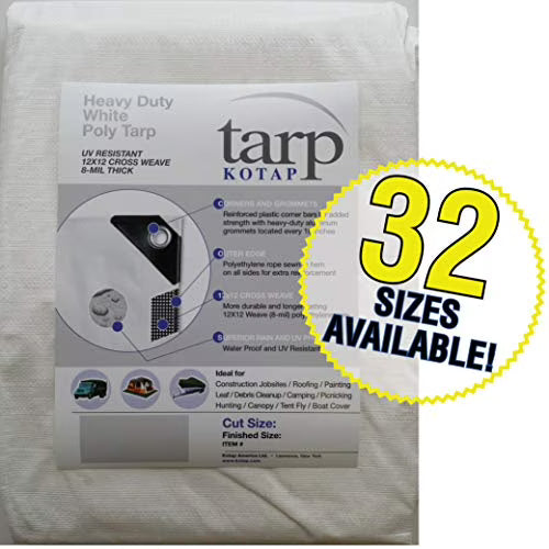Heavy-Duty 12 by 12 Cross Weave 8-mil White Poly Tarp Z25717