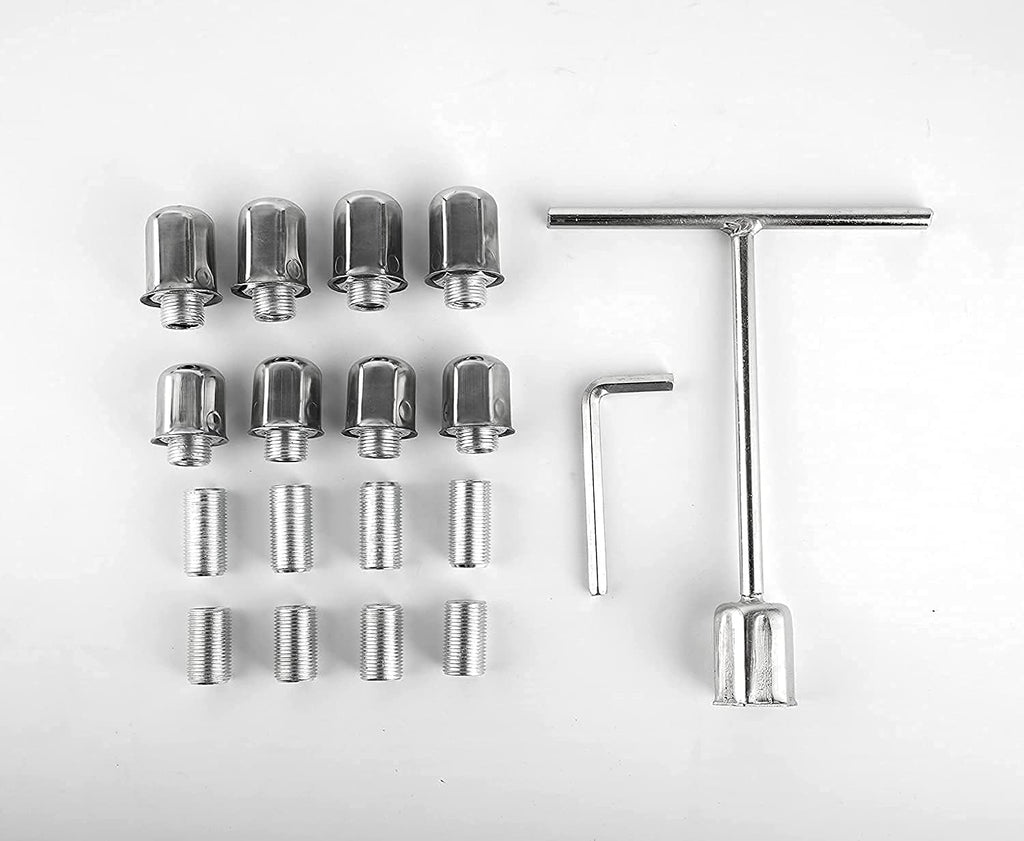 4pcs 19.5 Dually Steel Wheel Simulators Hub Covers 10 Lug Bolt on 304L Stainless Steel Polished Hub Cap Skins Liners F61945