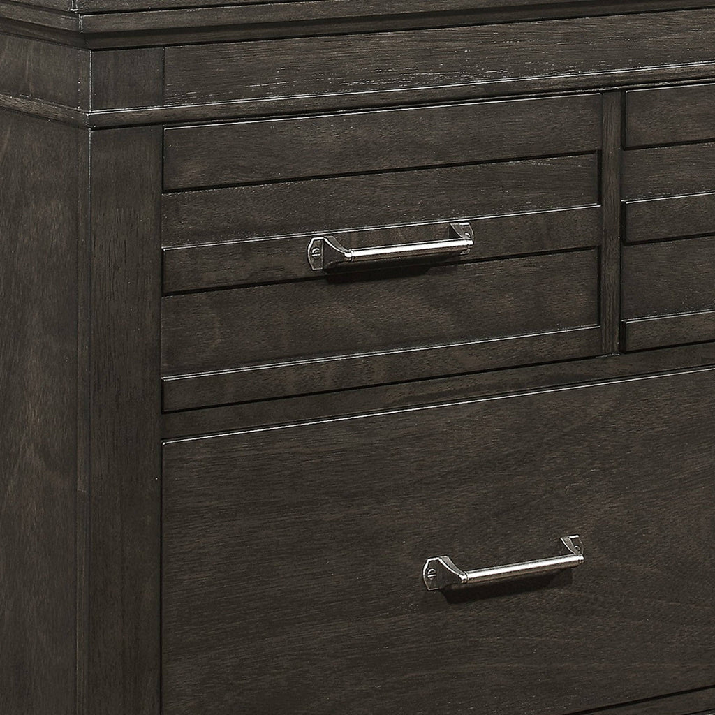 Gray 7 Drawer Wooden Dresser with Bar Pulls F104