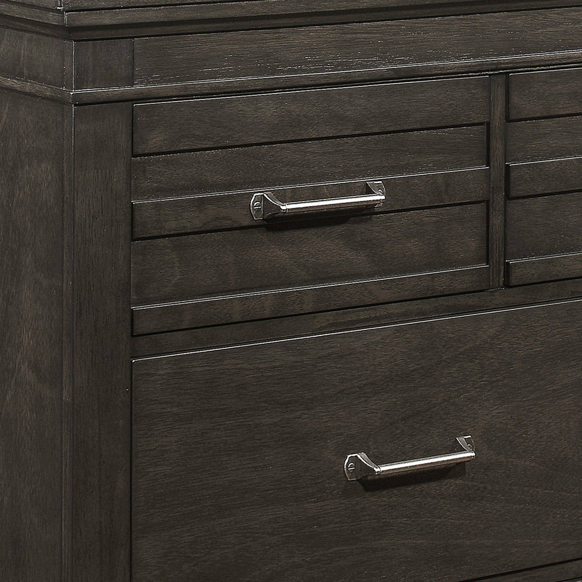 Gray 7 Drawer Wooden Dresser with Bar Pulls F104
