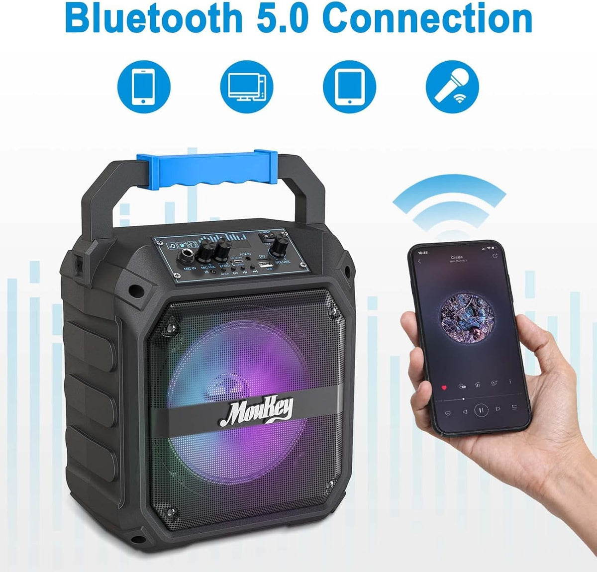 Portable Karaoke Machine with Bluetooth PA Speaker and Microphone S857