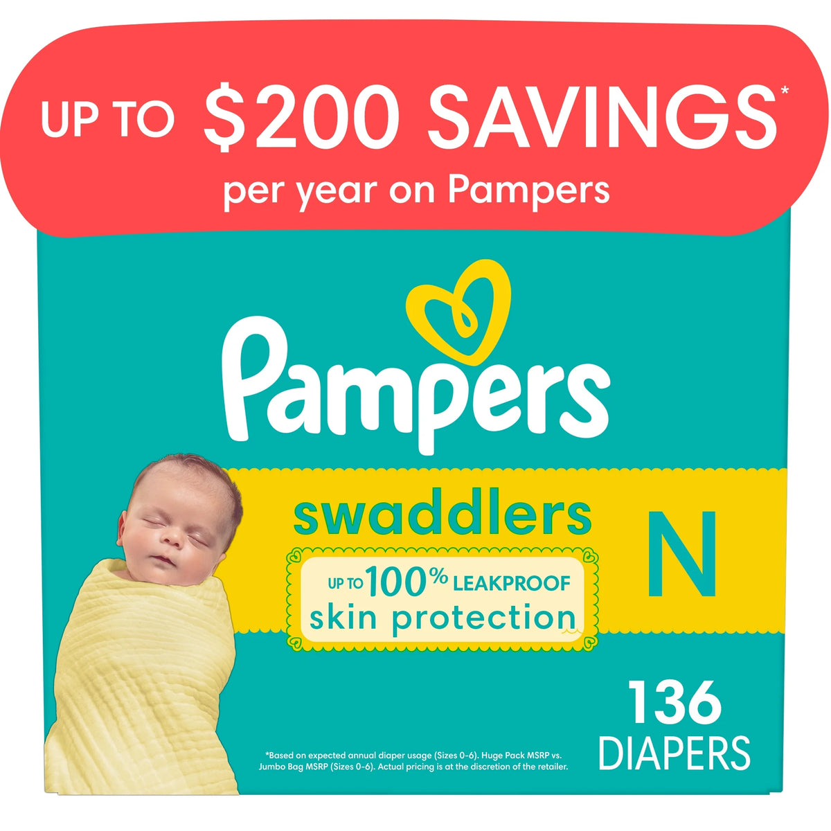 Newborn Diapers, 136 Count O292