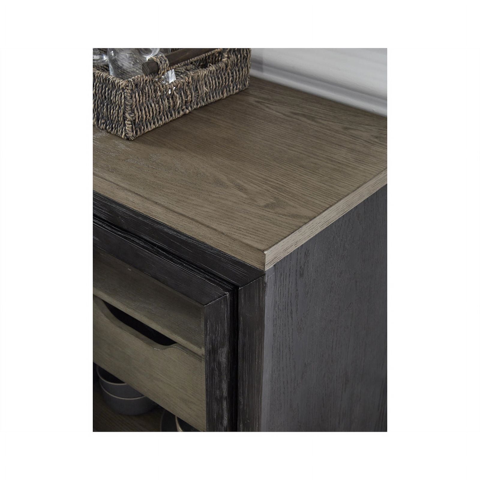 Grayish Brown and Black Wood Dining Server E81817