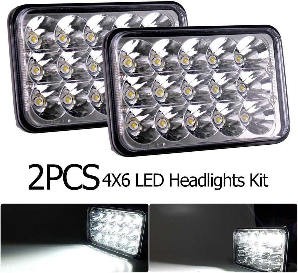 4x6 Inch LED Headlights Sealed Beam Rectangular 45W High/Low Beam Universal Pack of 2 C989938