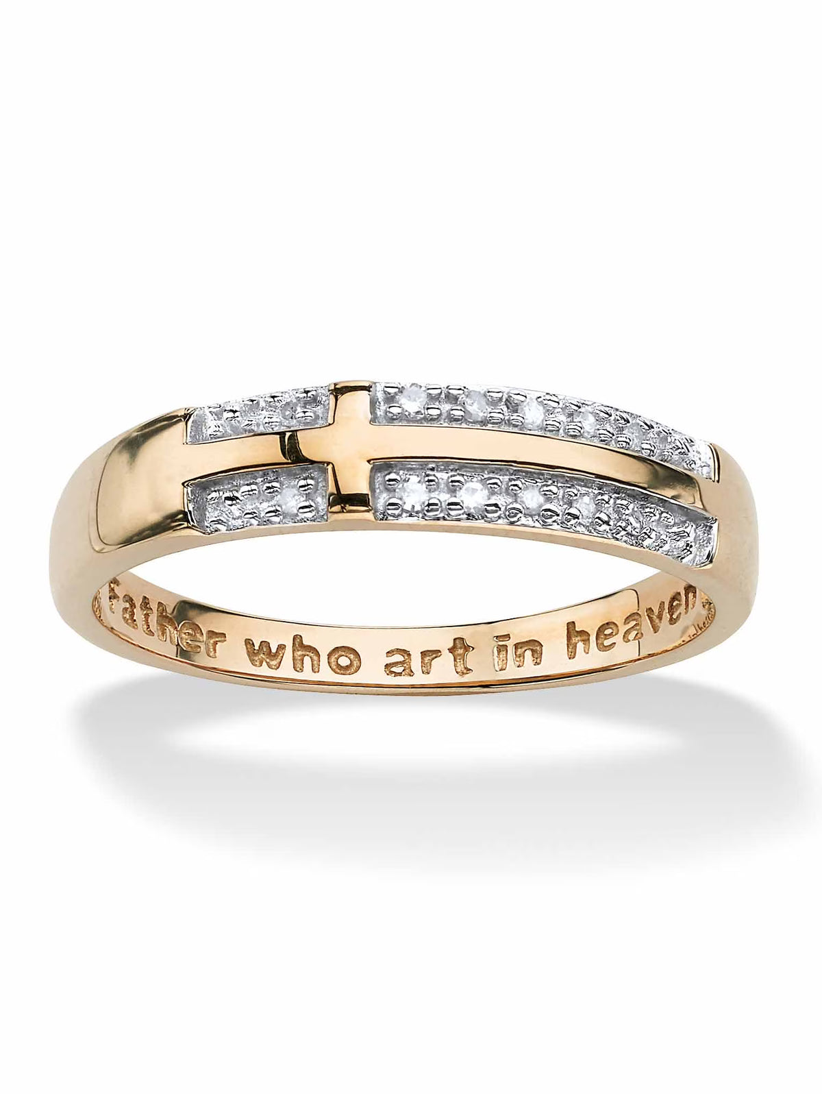 Diamond Accent 10k Yellow Gold Cross Ring Y58075