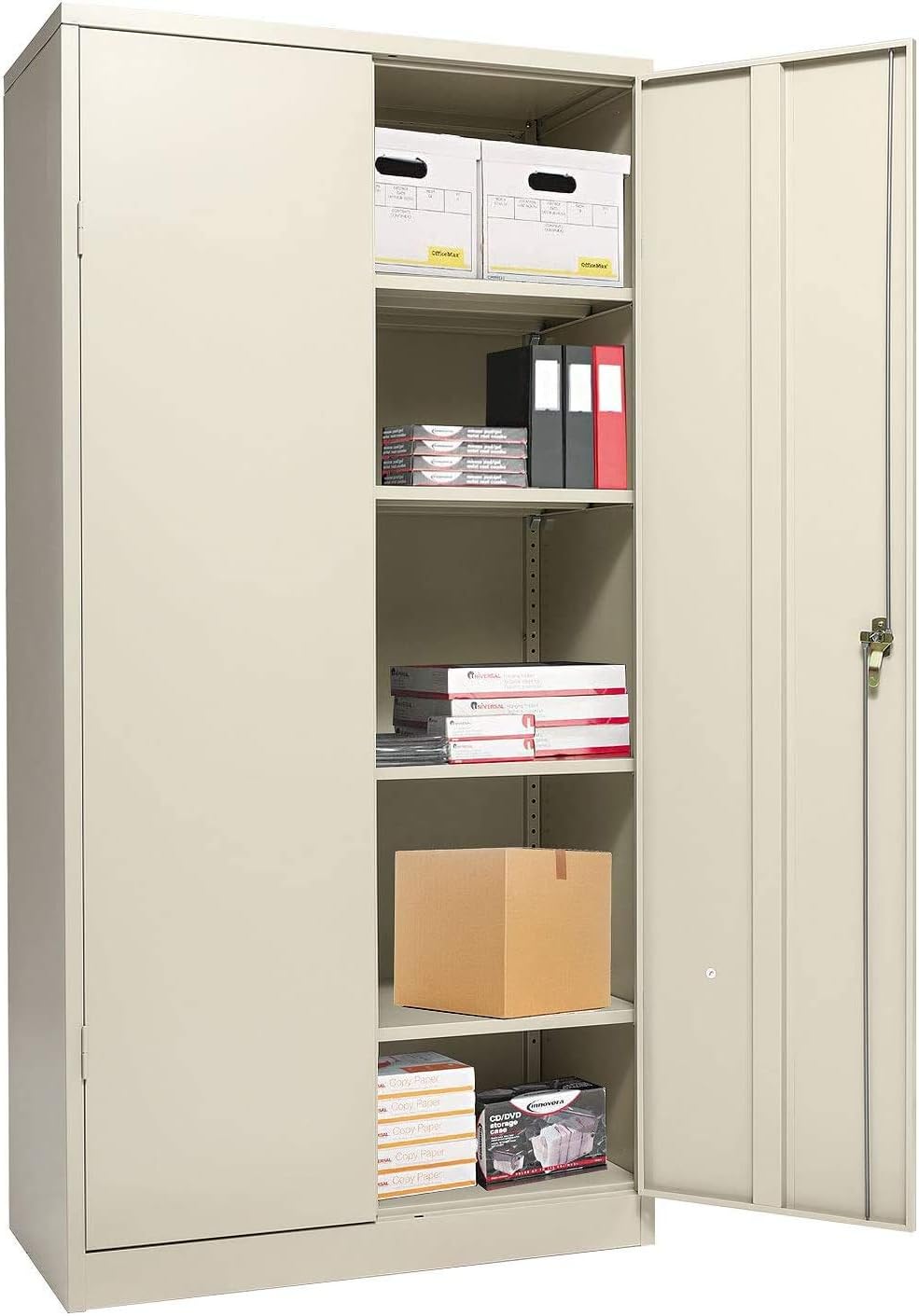 White Metal Storage Cabinet with Locking Doors and 2 Adjustable Shelves G22515