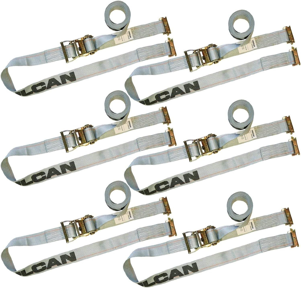Ratchet Strap for E Track, 12 Foot, 6 Pack, Yellow, 1,333 Pound Safe Working Load N13263