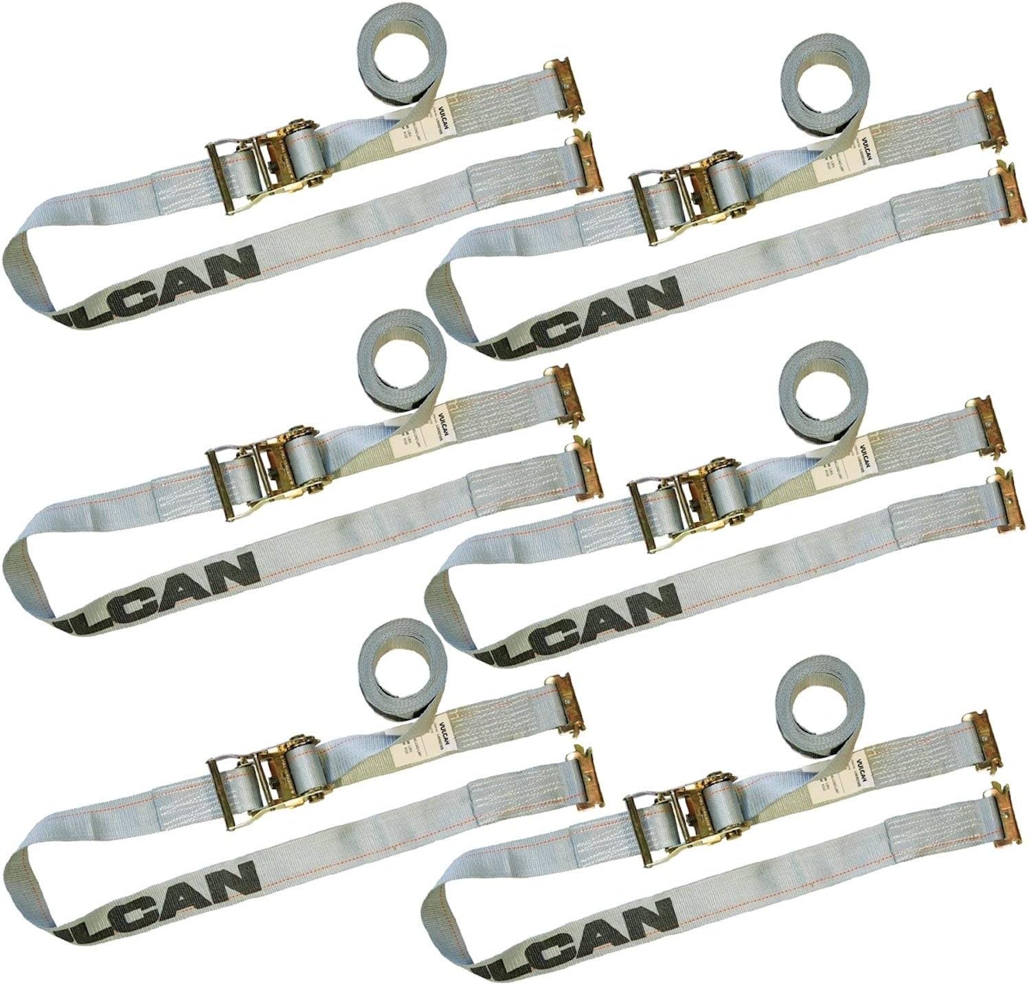 Ratchet Strap for E Track, 12 Foot, 6 Pack, Yellow, 1,333 Pound Safe Working Load N13263