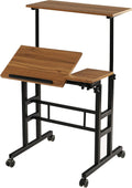 Light Grain Height Adjustable Mobile Standing Desk W131