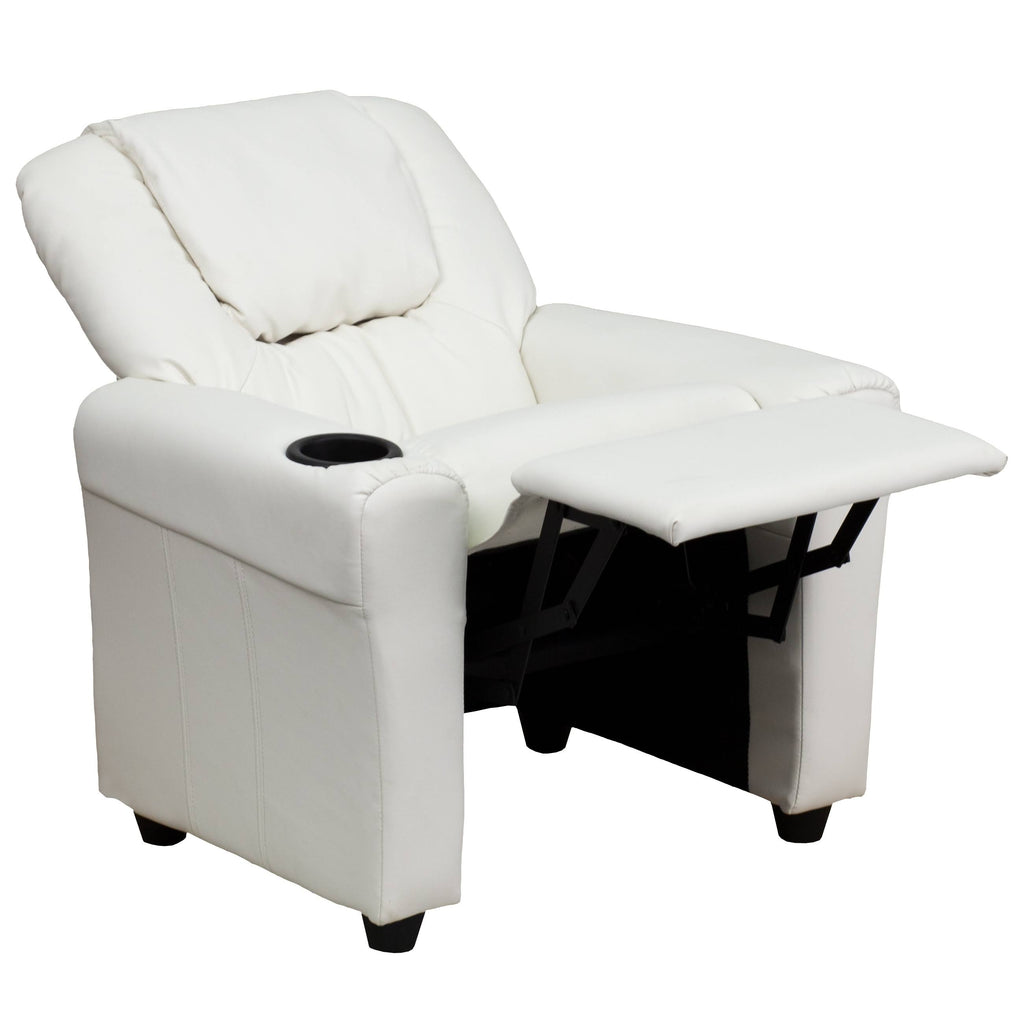 Turquoise Vinyl Kids Recliner with Cup Holder and Headrest K7732