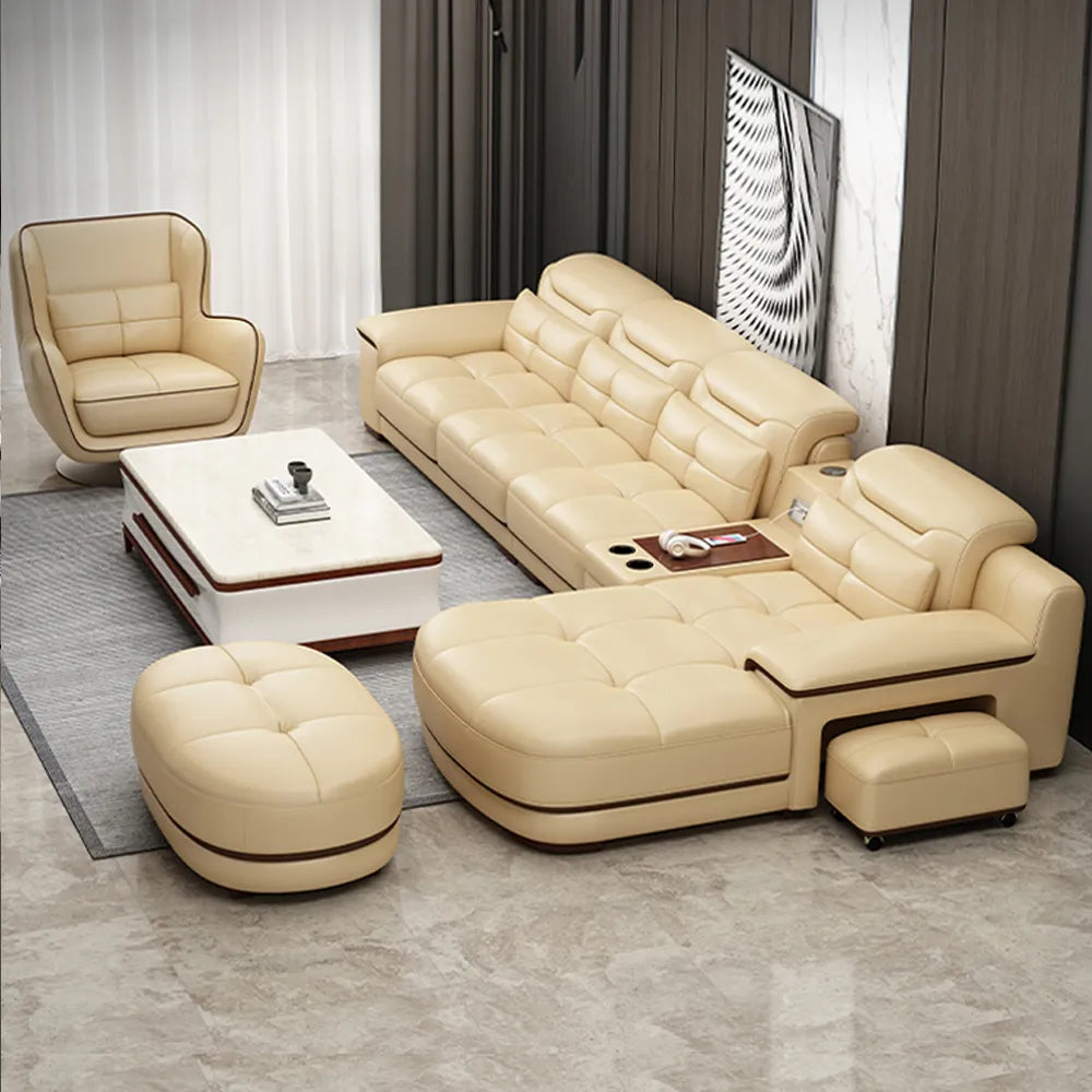 Modern Sectional Sofa Set with Cup Holder, USB, Adjustable Headrests & Bluetooth Speaker C99293