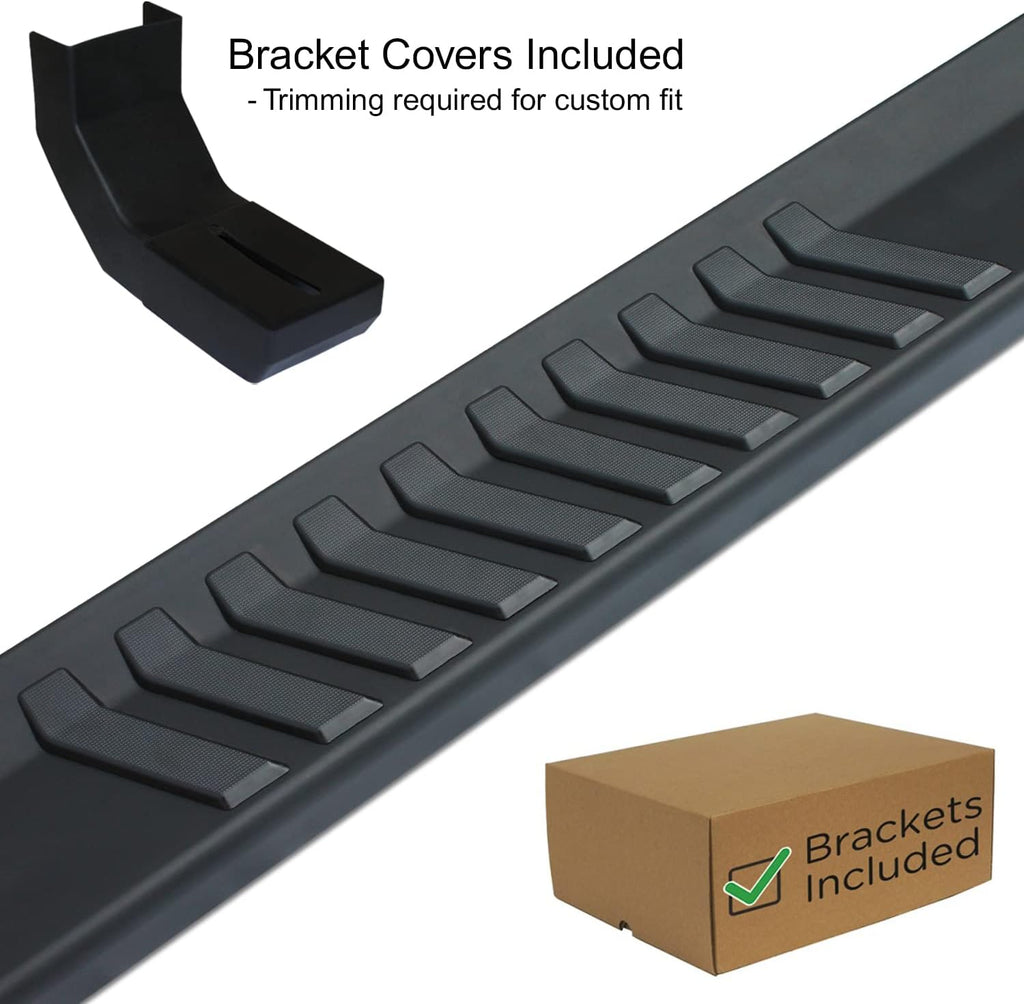 6 inch Black Textured Running Boards with Bracket Covers J998