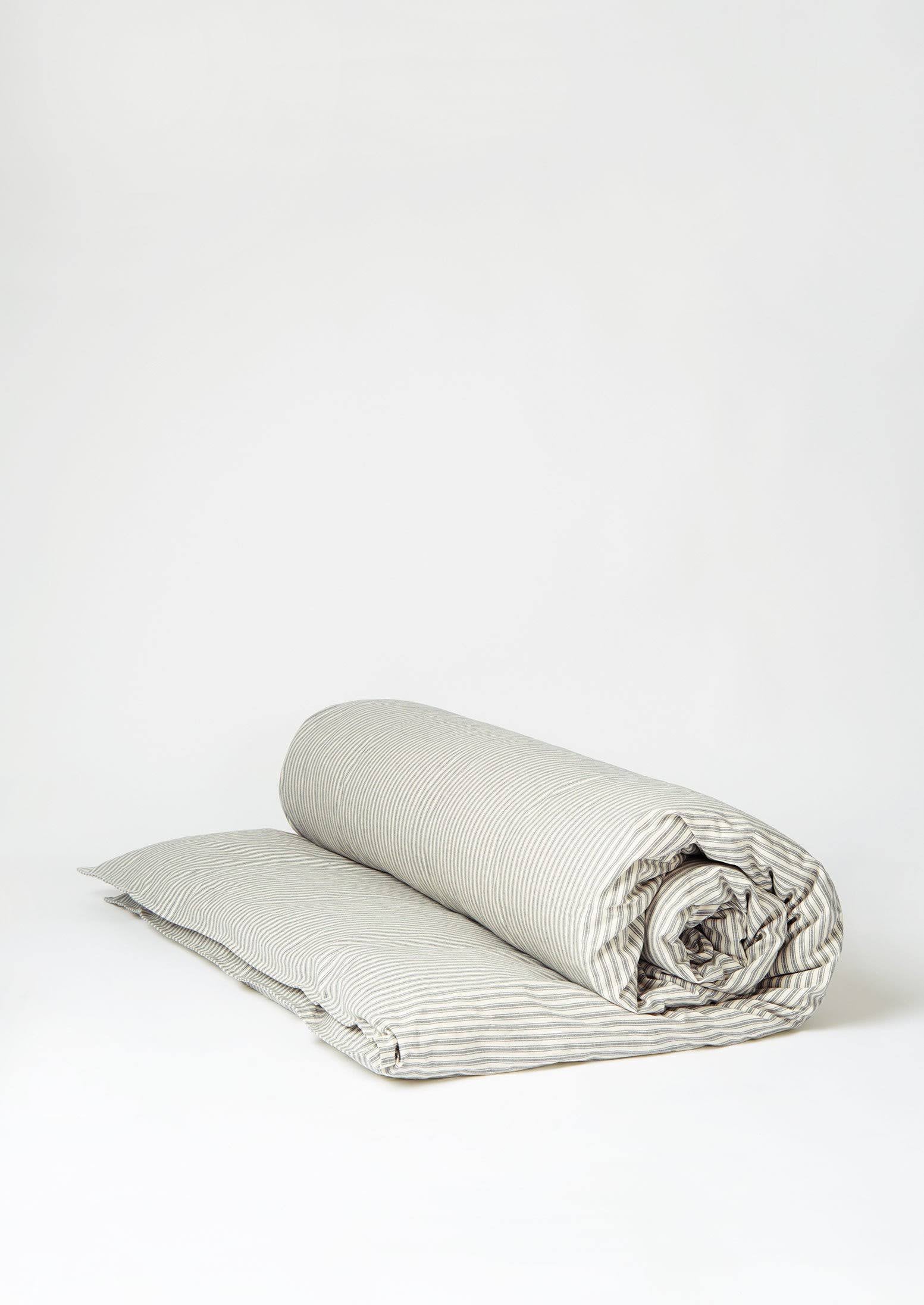 Ecru/Graphite Organic Cotton Stripe Duvet Cover P19298