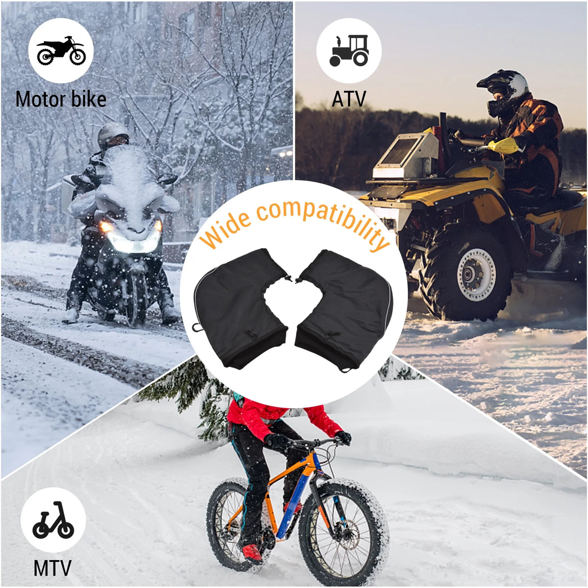Windproof Waterproof Winter Bike Handlebar Mittens N210
