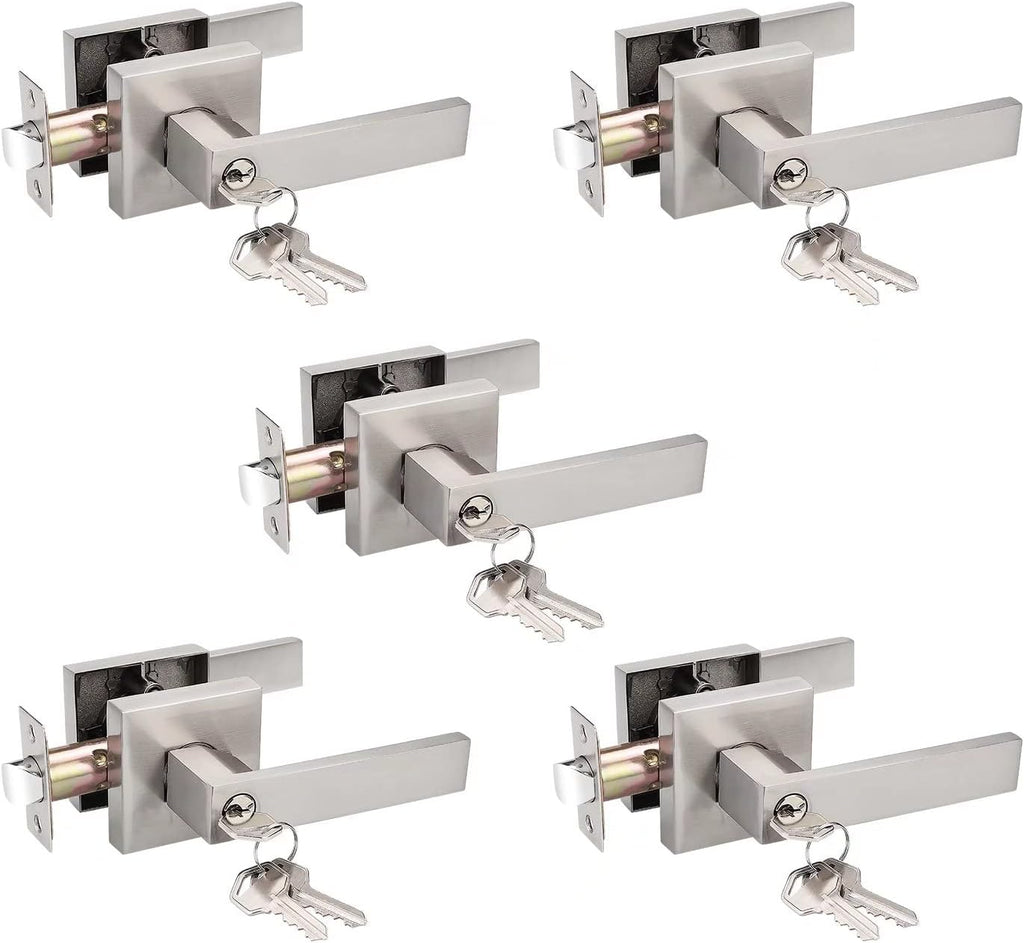 Pack of 10 Square Non-Turning Door Lever with Satin Nickel Finish P96119