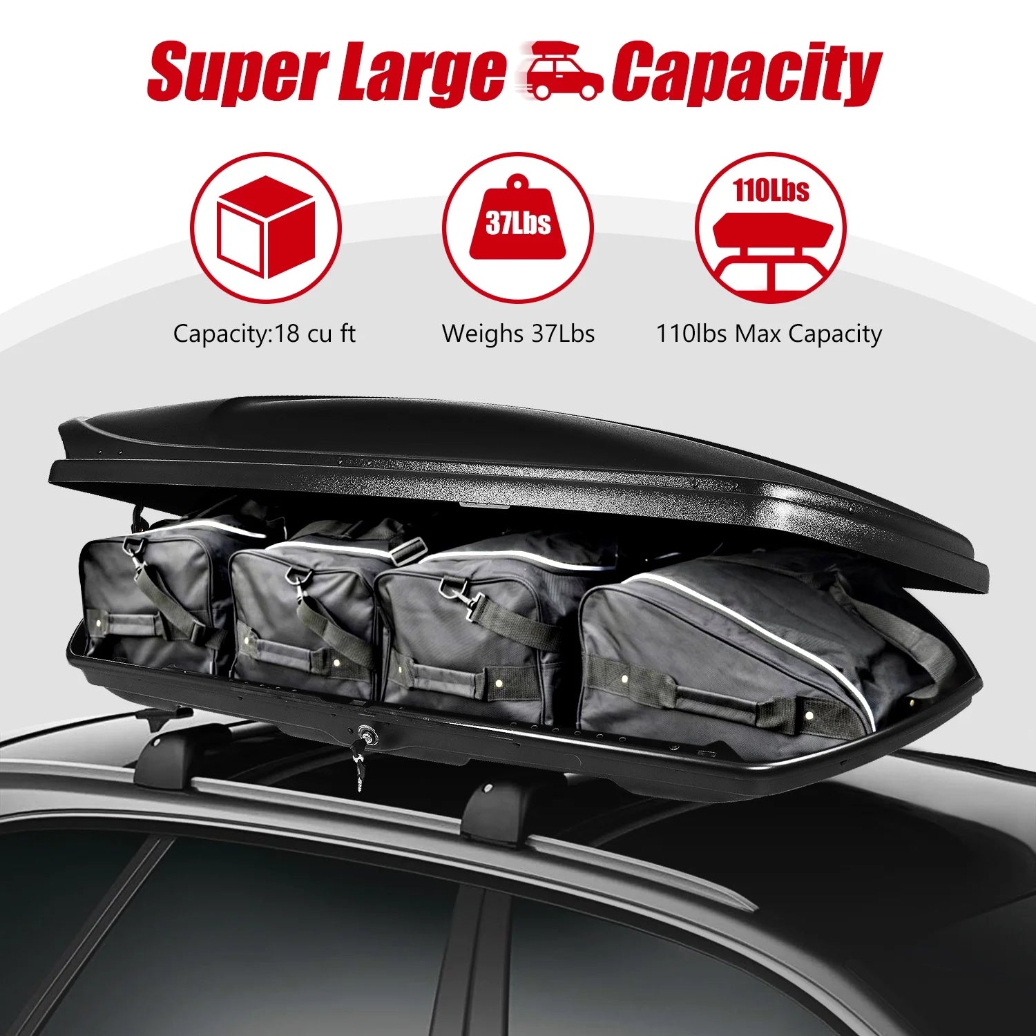 Universal SUV Roof Top Cargo Storage Box with Keys J743
