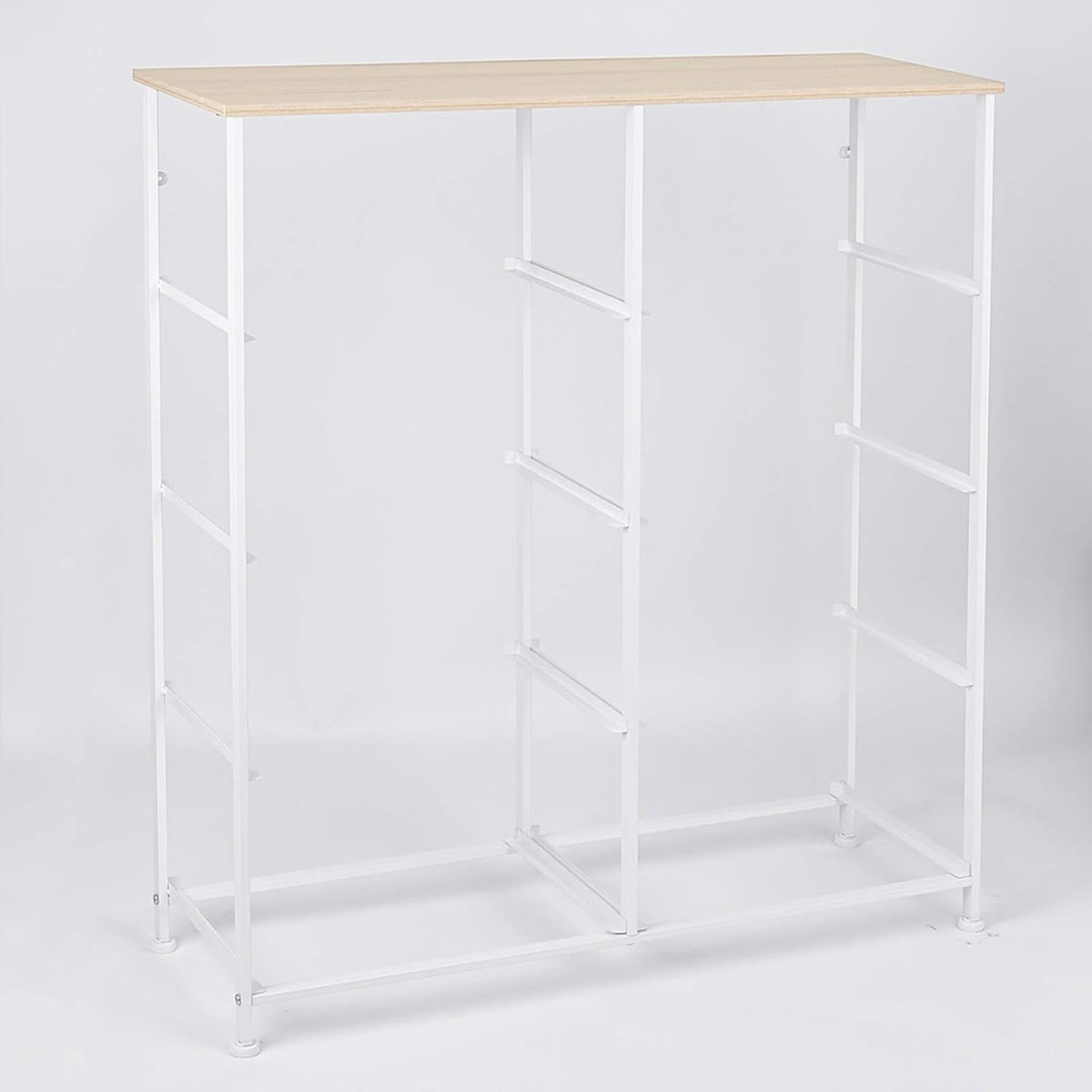 Light grey 8 Drawer Fabric Dresser with Steel Frame and Wooden Top A974234