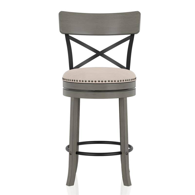 Light Gray Wood Swivel Barstool (Set of 2) M448