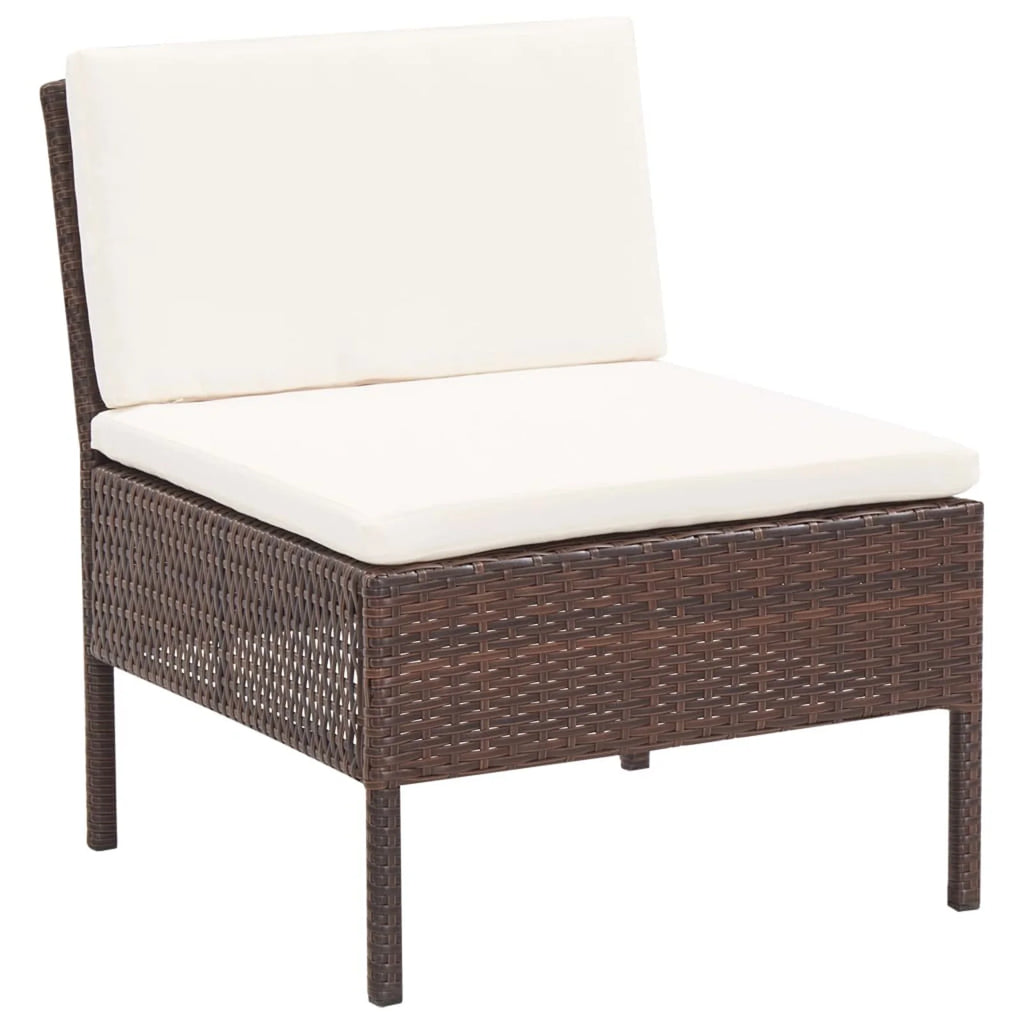 3 Piece Poly Rattan Patio Conversation Sofa Set with Ottoman M877061