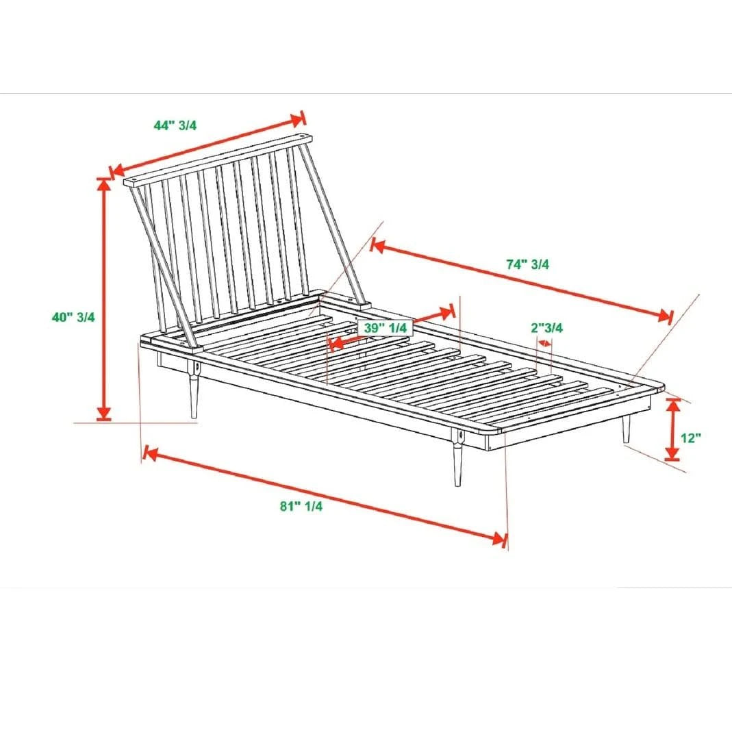 Solid Pine Wood Spindle Bed - Light Oak - Queen Q448