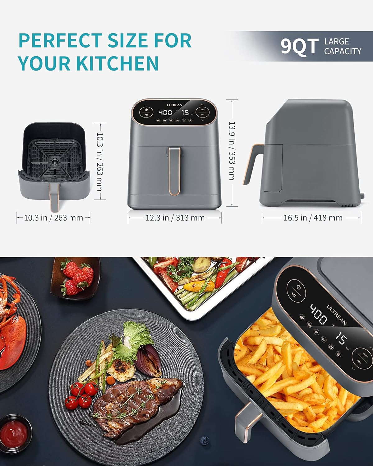 9 Quart 6-in-1 Electric Air Fryer Oven with Nonstick Basket H3566