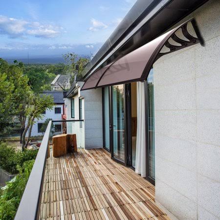 Brown Window Door Awning with Black Bracket 40 x 80 inch N359628