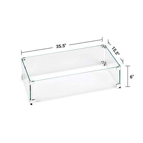Tempered Glass Flame Guard for Drop-in Fire Pit Pan Q56569
