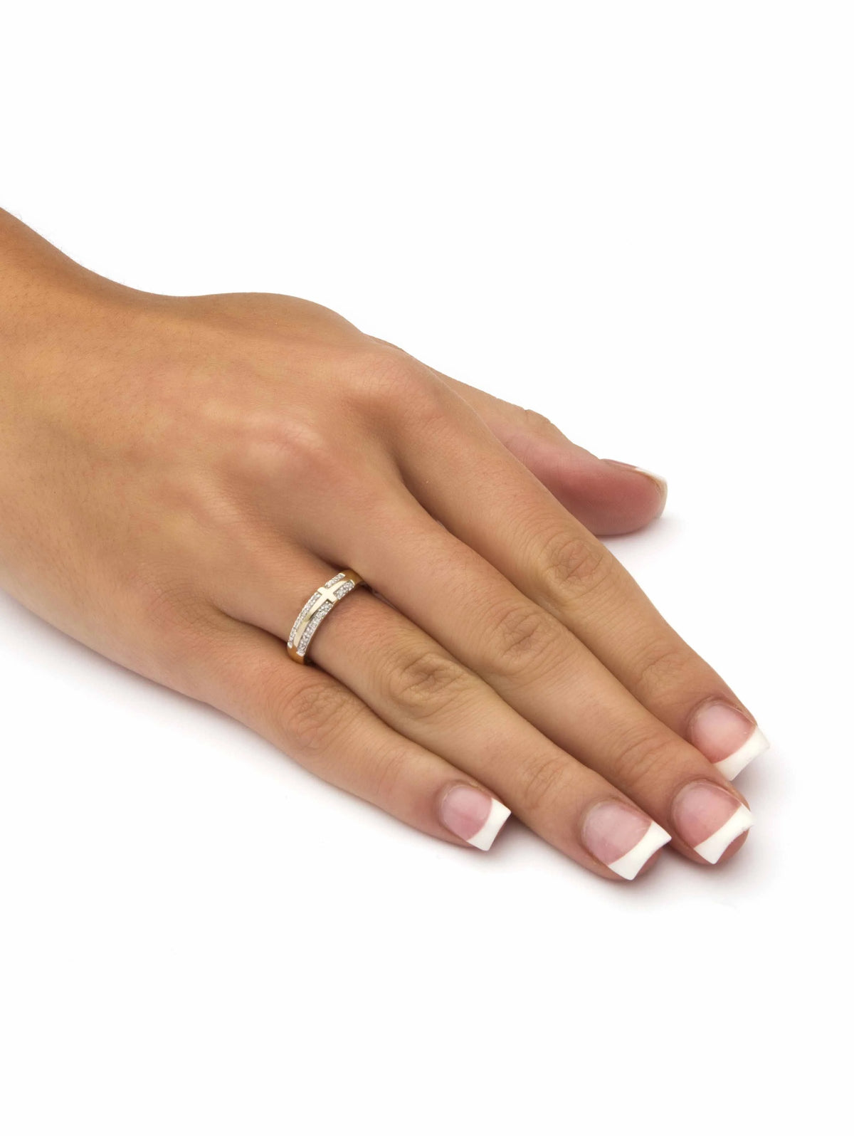 Diamond Accent 10k Yellow Gold Cross Ring Y58075
