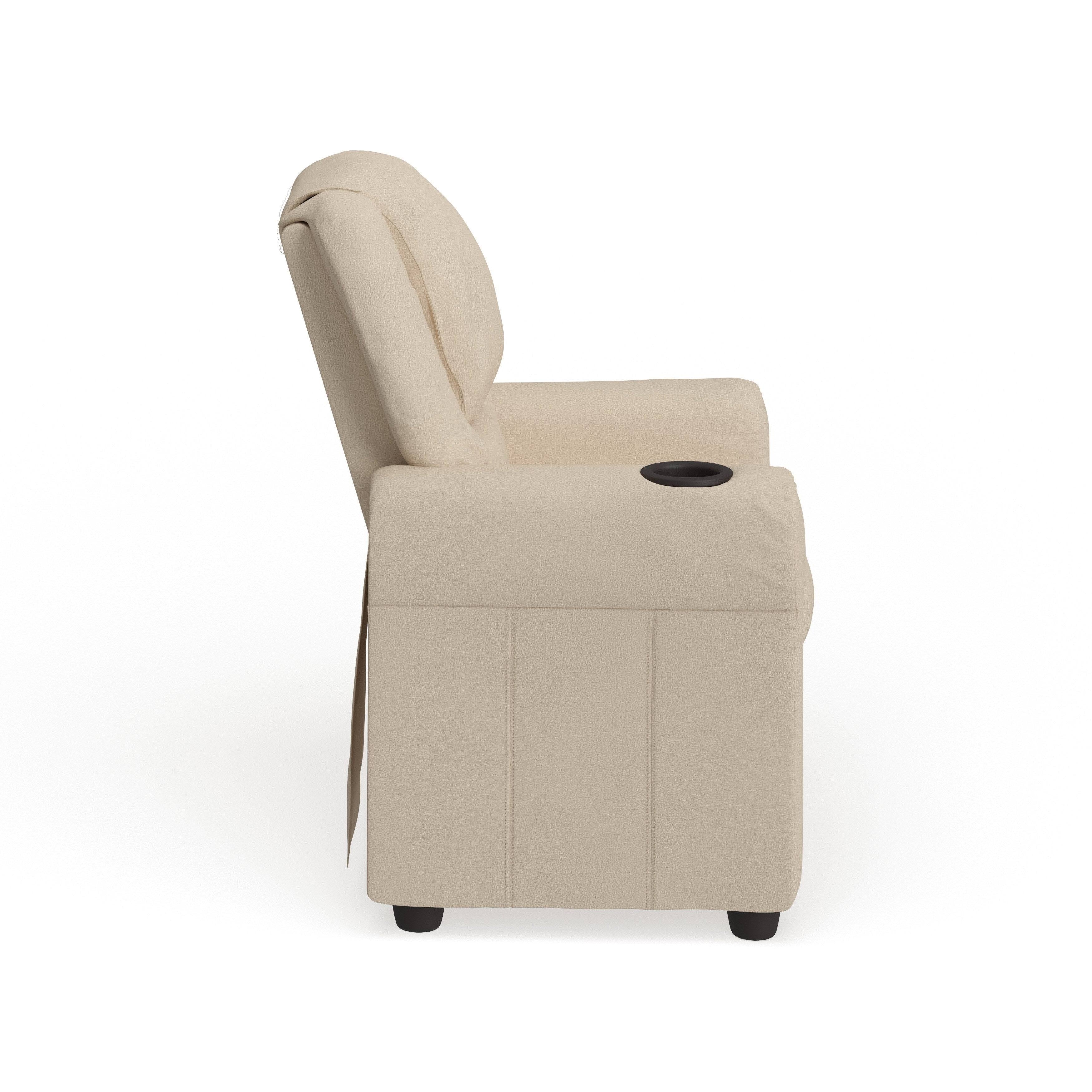 Turquoise Vinyl Kids Recliner with Cup Holder and Headrest K7732