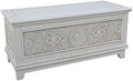 Carved Storage Trunk Bench in White B91650