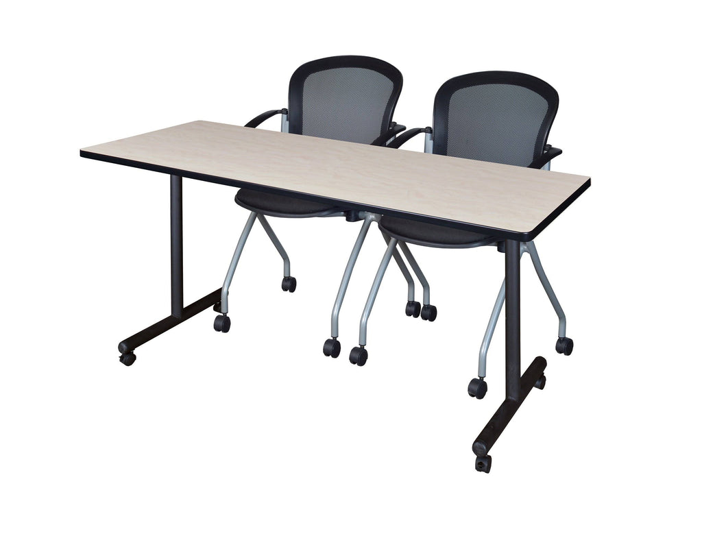 Maple Mobile Training Table with 2 Black Cadence Chairs N22599