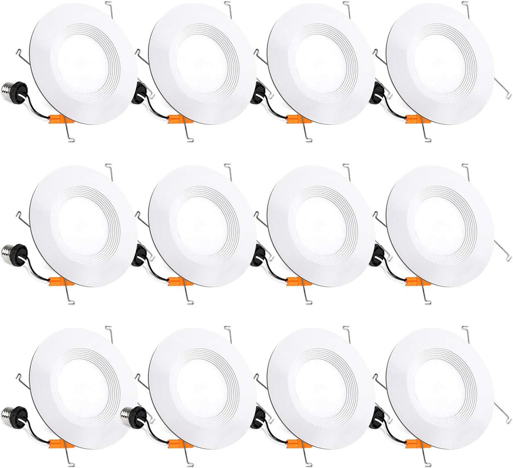 12 Pack 5/6 Inch Selectable CCT LED Recessed Lighting with Baffle Trim, Dimmable, Damp Rated L217842