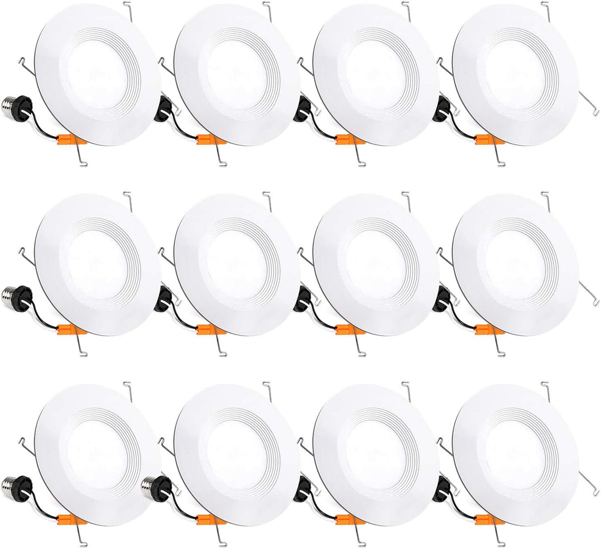 12 Pack 5/6 Inch Selectable CCT LED Recessed Lighting with Baffle Trim, Dimmable, Damp Rated L217842