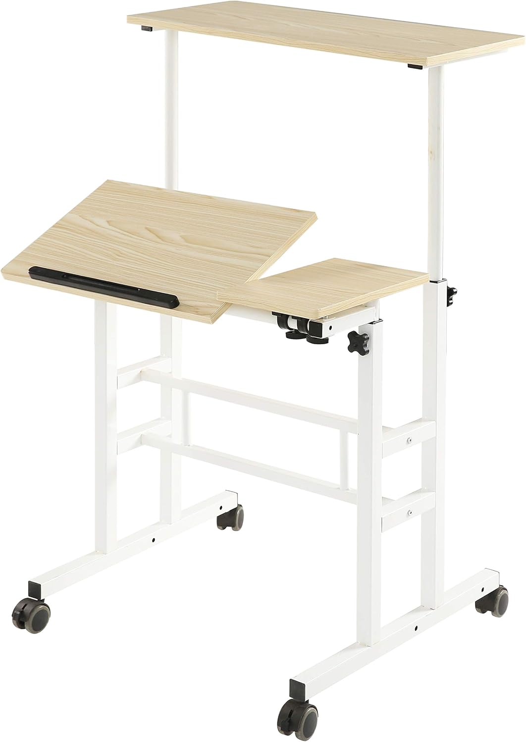 Light Grain Height Adjustable Mobile Standing Desk W131