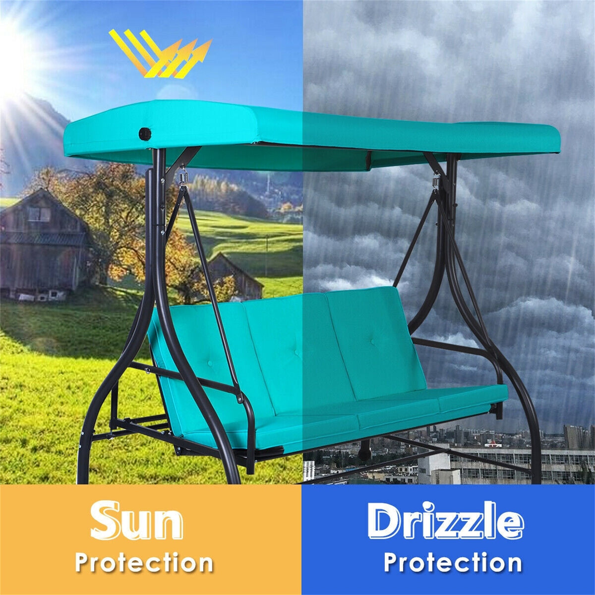 Black Patio Swing Canopy Hammock Glider R901