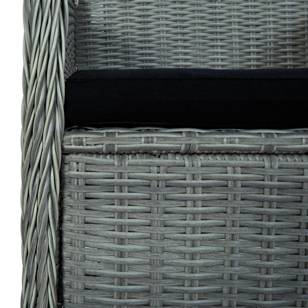 Gray Poly Rattan Patio Chairs with Cushions 2 pcs B167