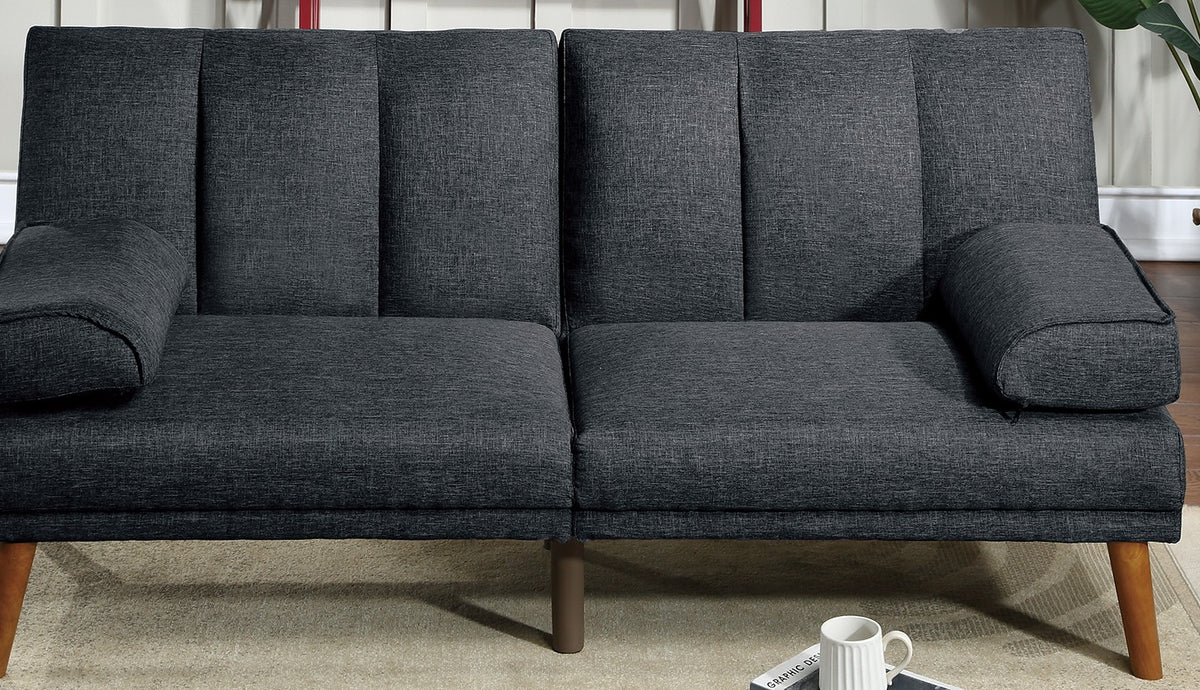 Black Polyfiber Adjustable Sofa Bed Q695