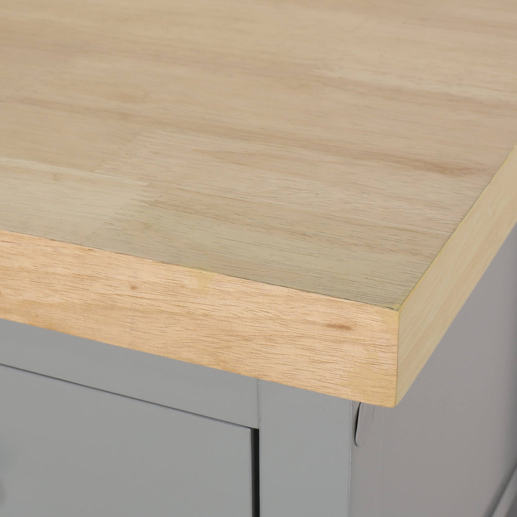 White Natural Kitchen Cart with Wheels E8442