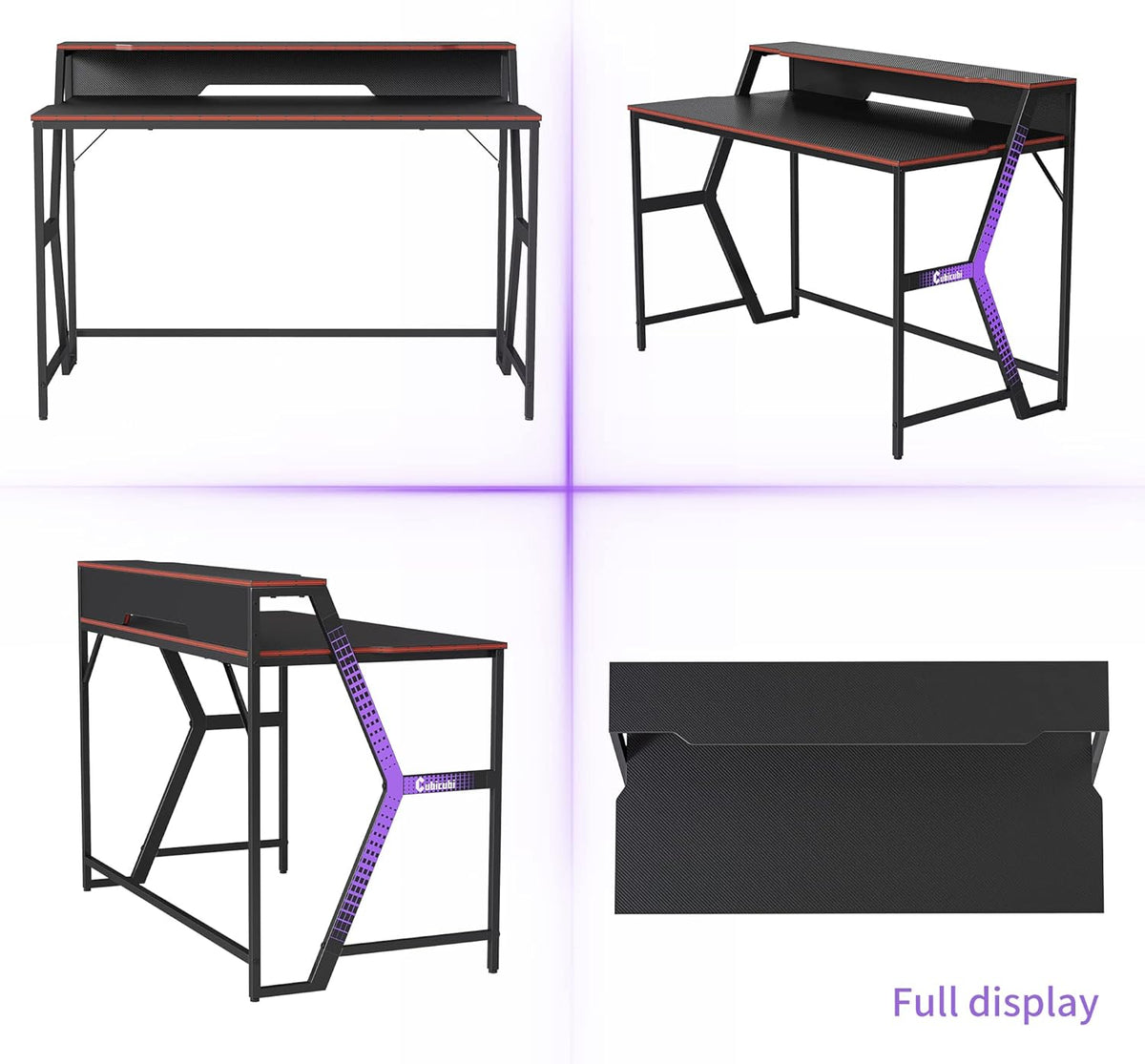 Carbon Fiber Surface Gaming Desk with Monitor Stand J473125