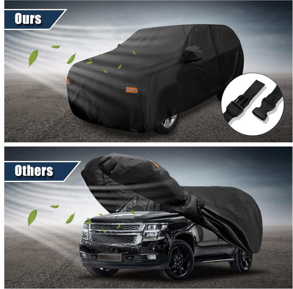 Black Waterproof SUV Car Cover with Driver Door Zipper B196