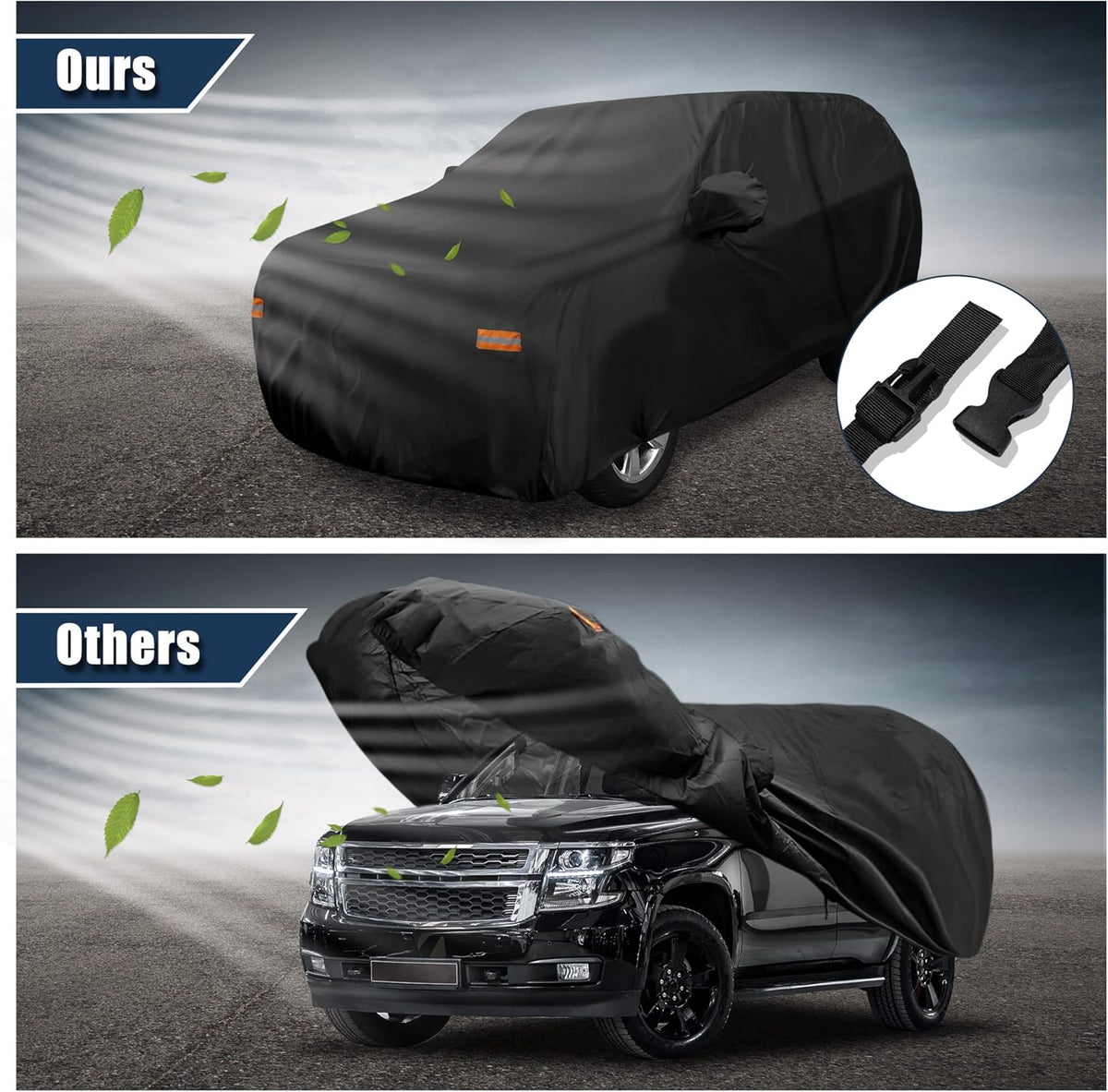 Black Waterproof SUV Car Cover with Driver Door Zipper B196