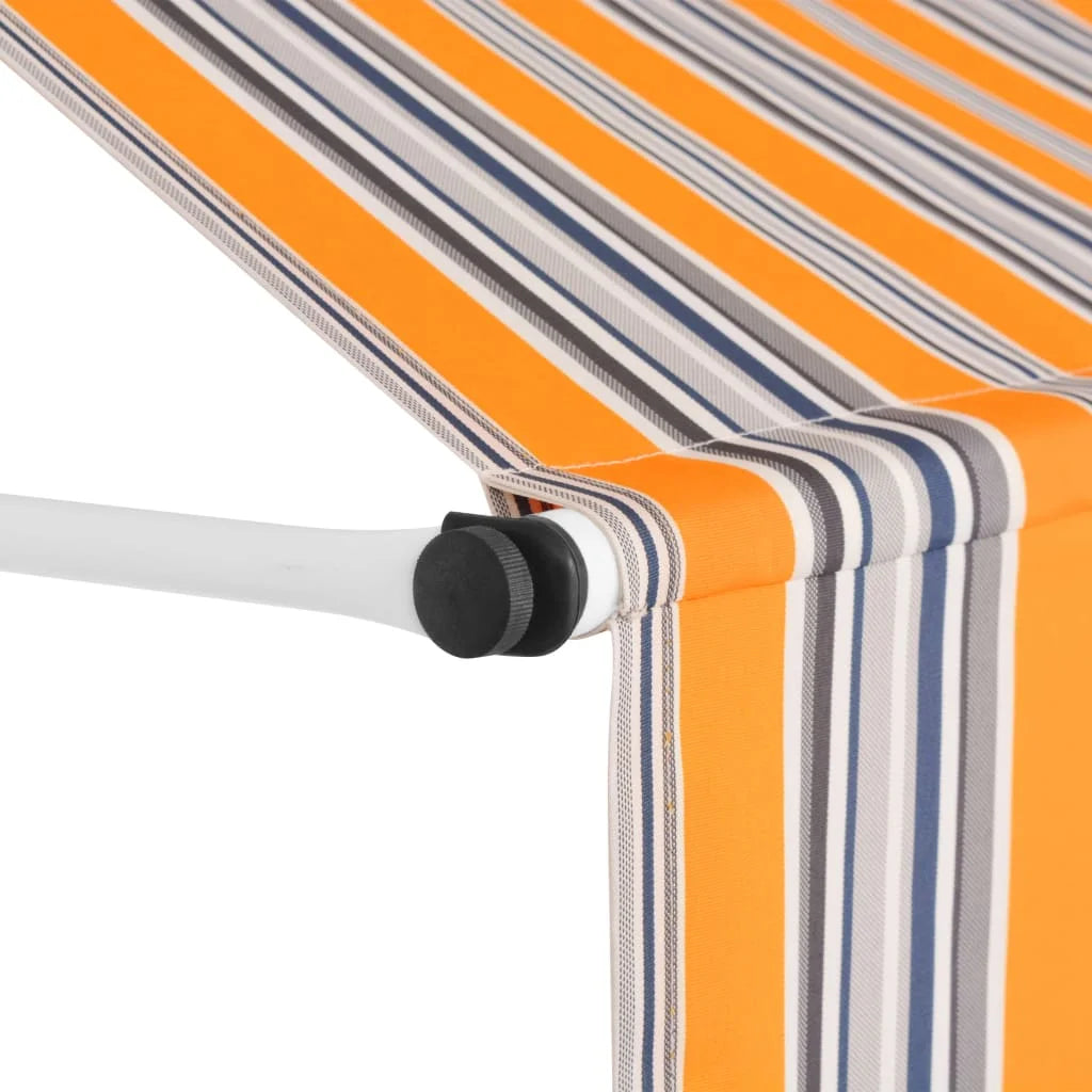 Manual Retractable Awning 137.8" Yellow and Blue Stripes Y881