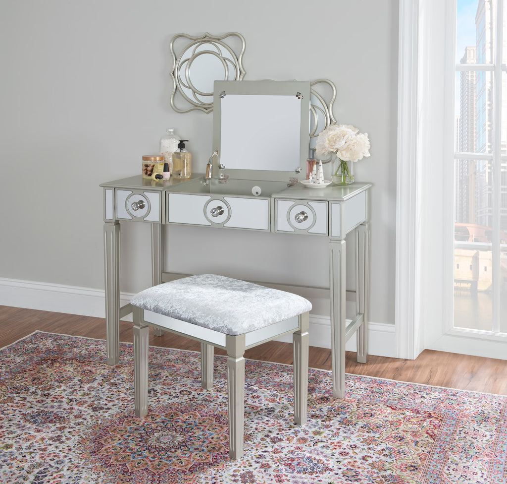 2-Piece Vanity Set with Flip-Top Mirror and Bench T807462