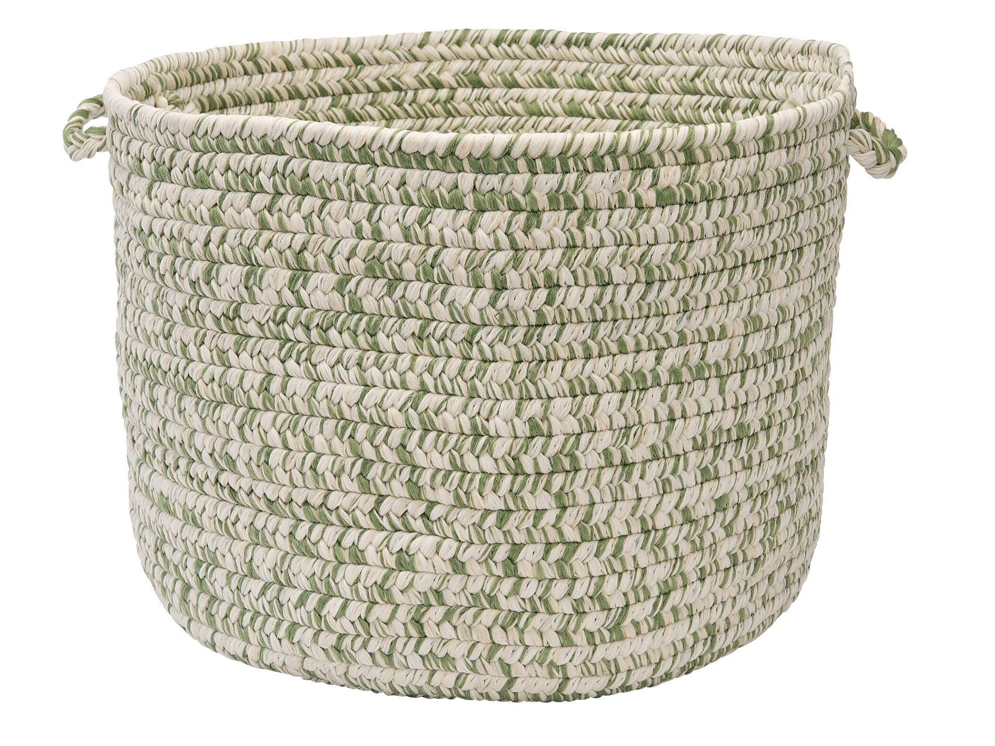 14x22 Greenery White Rustic Round Storage Basket J95156