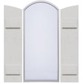Rustic Two Board Joined Board-n-Batten Faux Wood Shutters w/Elliptical Arch Top (Per Pa D934