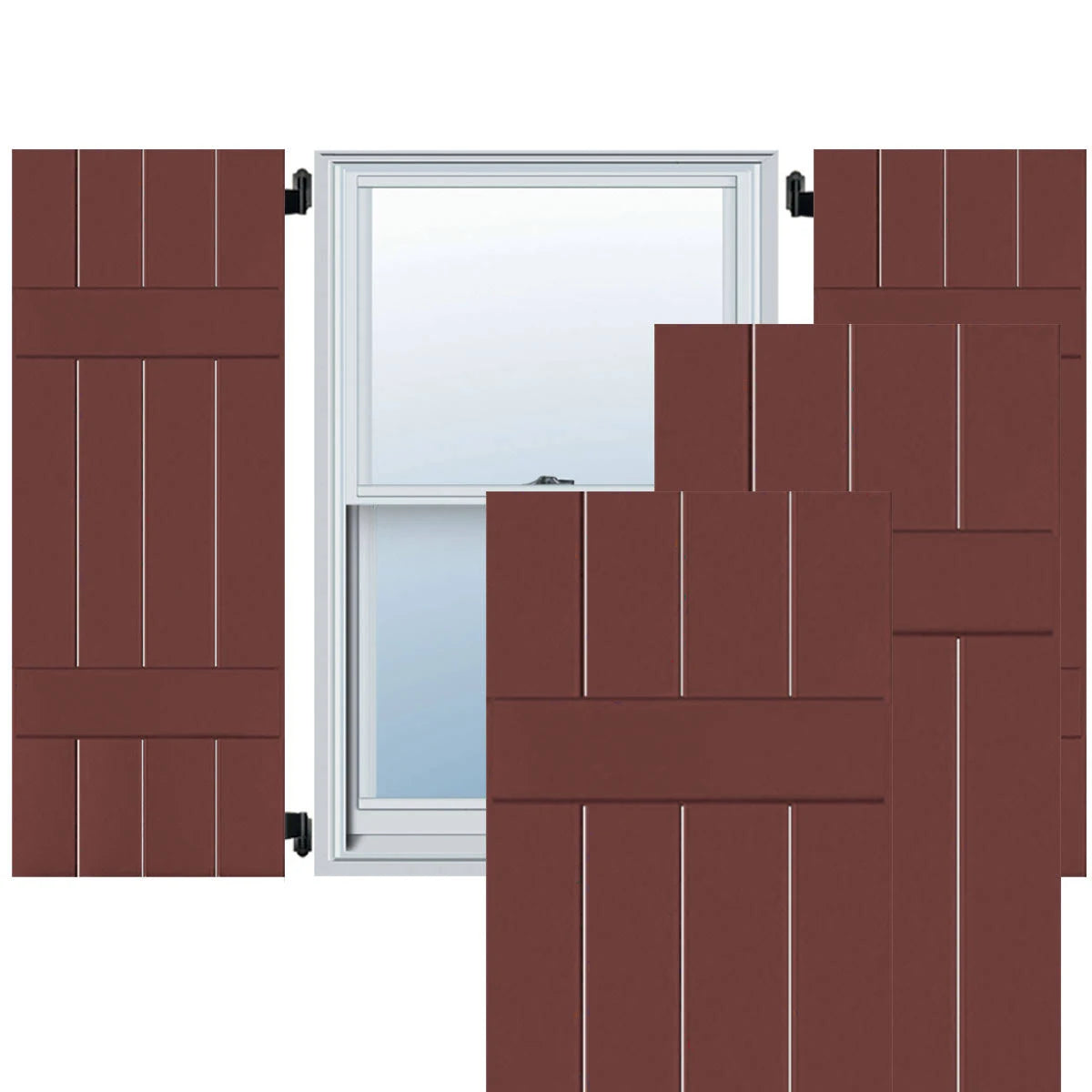 Cottage Red Exterior Wood Shutters Pair Q314